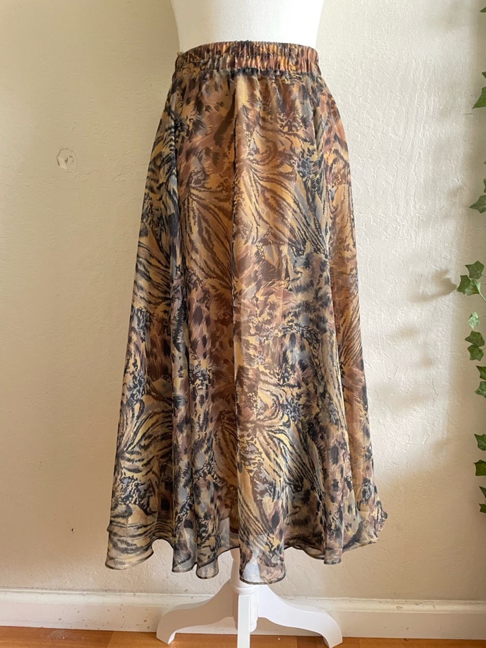 Animal print vintage chiffon circle skirt - Picture 9 of 14